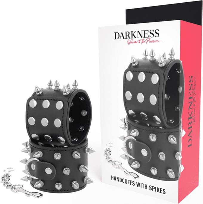Darkness Bondage Skulls and Bones - Handboeien - Met Pinnen - Zwart