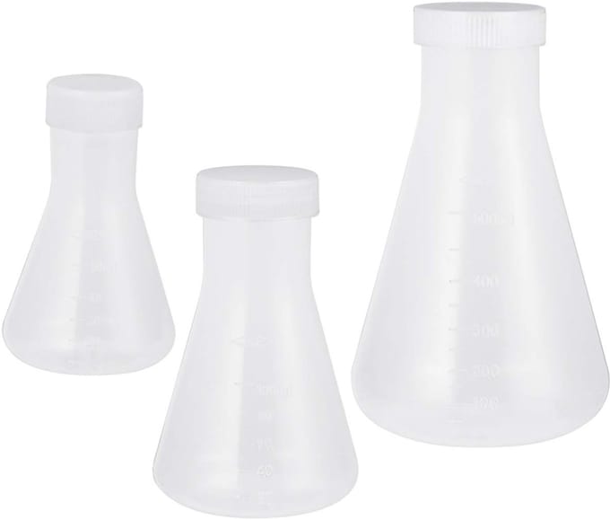 Solidchoice - Dailygoody - Erlenmeyer Flask - Laboratorium - 3 stuks - 500ml 100ml 50ml - Plastic - Chemie - Voor studenten - Transparant