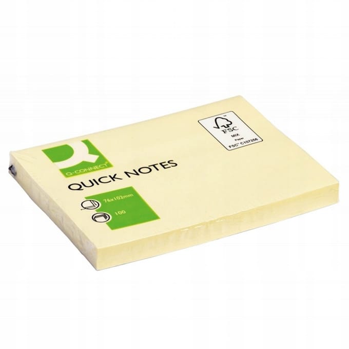 Q-connect Gele Zelfklevende Notitieblokjes 102x76mm - 100 Vel