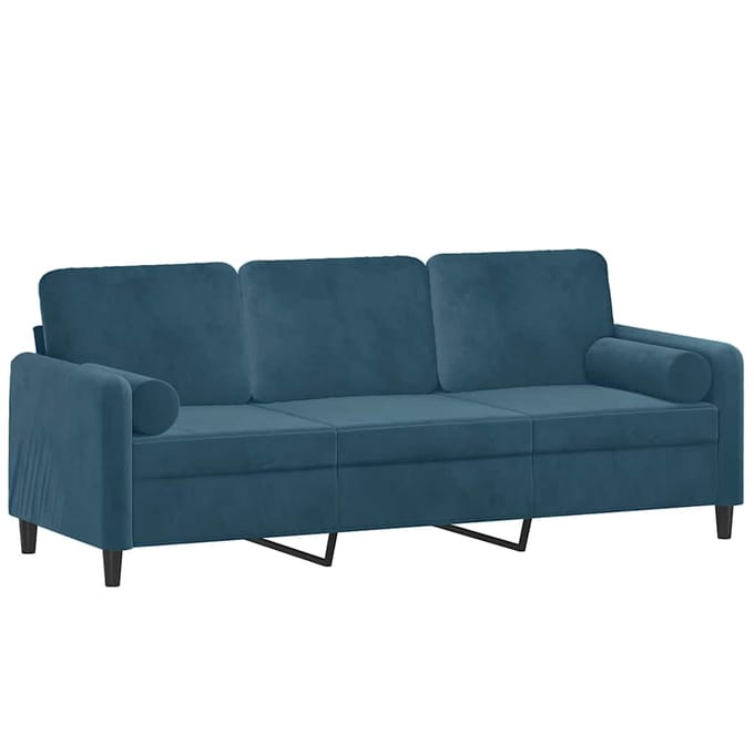 vidaXL - Driezitsbank - met - sierkussens - 180 - cm - fluweel - blauw