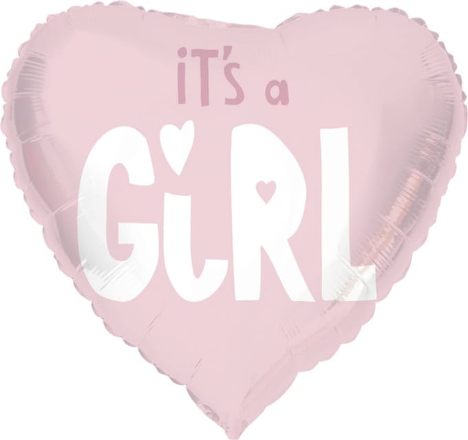 Folieballon Hartvormig It's a Girl Roze - 45 cm