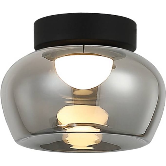Viokef LED plafondlamp Nadia, Ø 38 cm, rookgrijs, glas