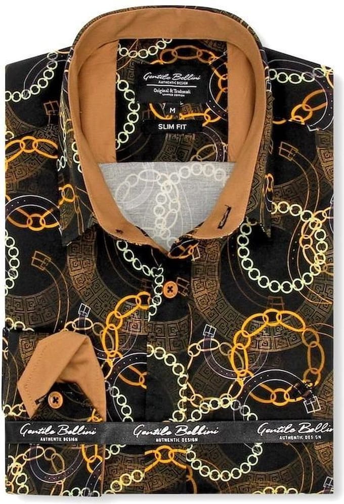 Heren Overhemd - Slim Fit - Luxury Society Satijn - Zwart - Maat M
