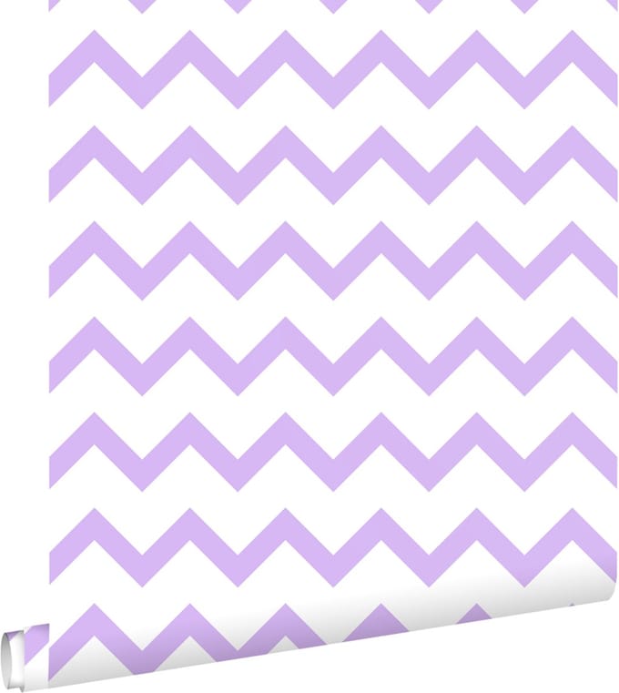 ESTAhome behang zigzag motief paars en wit - 50 x 900 cm - 131484