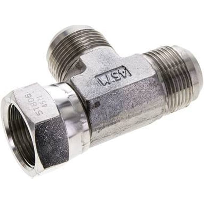 JIC T-koppeling UN 1-5/16''-12 Binnendraad x Buitendraad RVS 250 bar (3512.5psi)