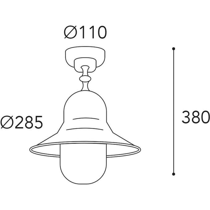 Moretti Luce Buiten plafondlamp Campanula 2095, antiek messing, Ø 29 cm IP44