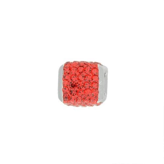 Blinx Jewels Zilveren Hanger Rood Kubus Steentjes Strass