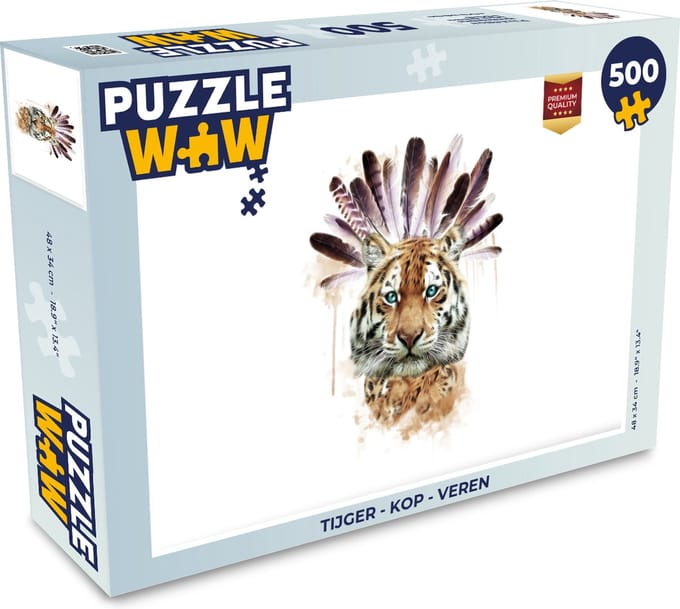 Puzzel Tijger - Kop - Veren - Legpuzzel - Puzzel 500 stukjes