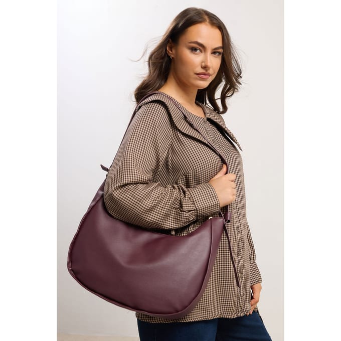 Yours Bordeauxrode Schoudertas Van Imitatieleer Met Sloucheffectsize One Size