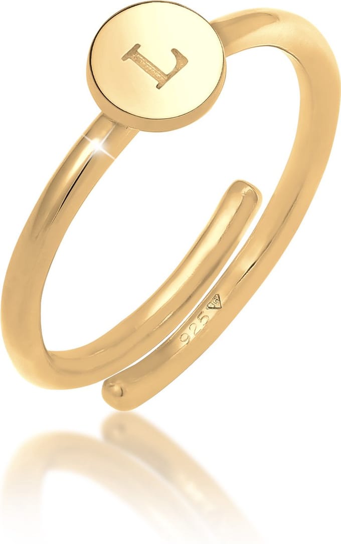 Elli - Ring - Dames Letter L Cirkel Verstelbaar Basic in 925 Sterling Zilver - Dames