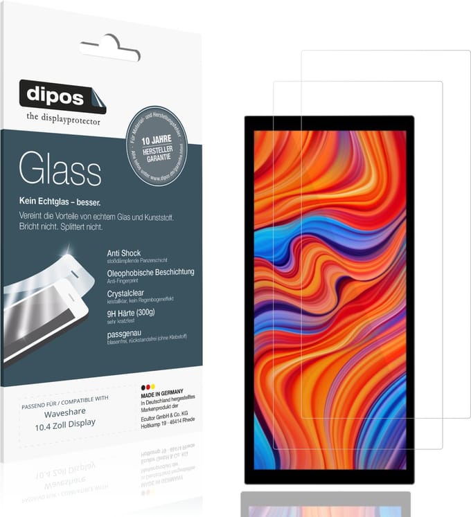 dipos – 2x Pantserfolie geschikt voor Waveshare 10.4 Zoll Display | 9H Screenprotector