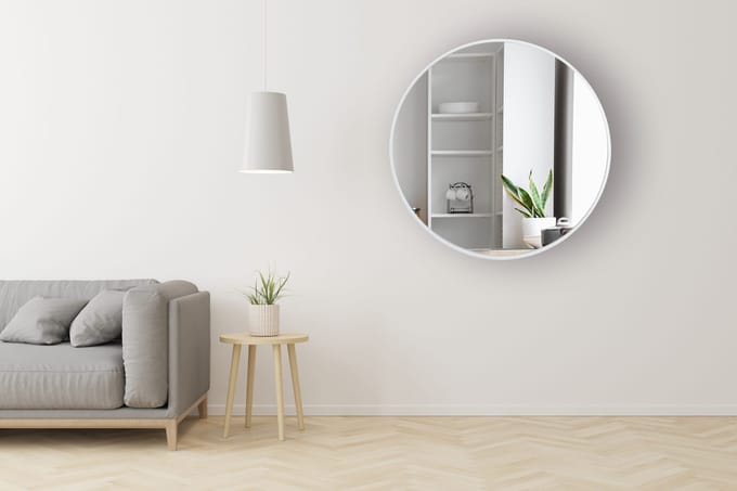 BD ART - Ronde Wandspiegel - 80 cm - Wit - MDF Frame - Moderne Stijl