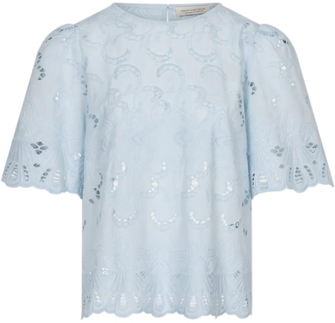 Amaya Amsterdam - Blouse Meggan - Padded Shoulder - Slim Fit - Blue - L