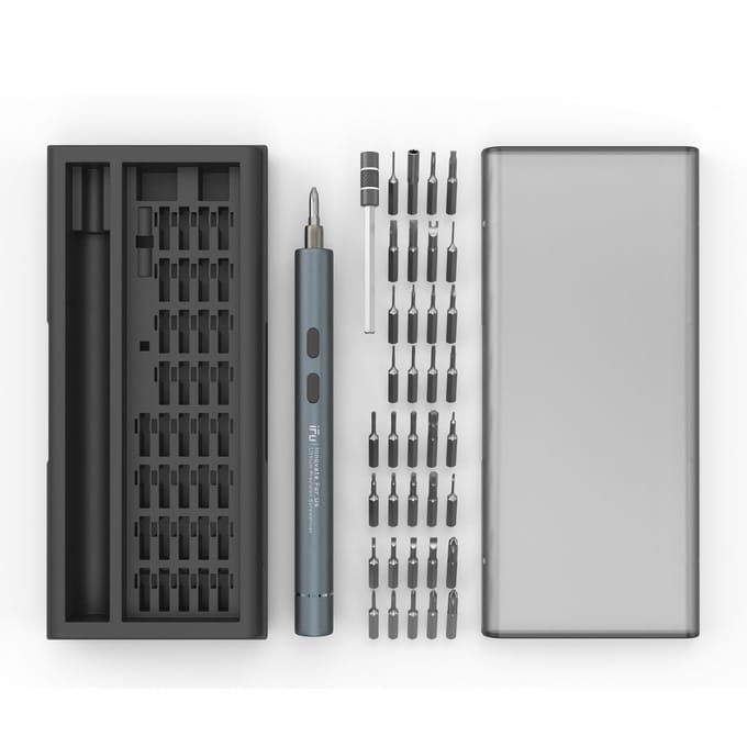 iFu D2Plus Lithium Elektrische Schroevendraaier Kit Mini Draagbare Elektrische/Handmatige Schroevendraaier Bit Reparatie grijs
