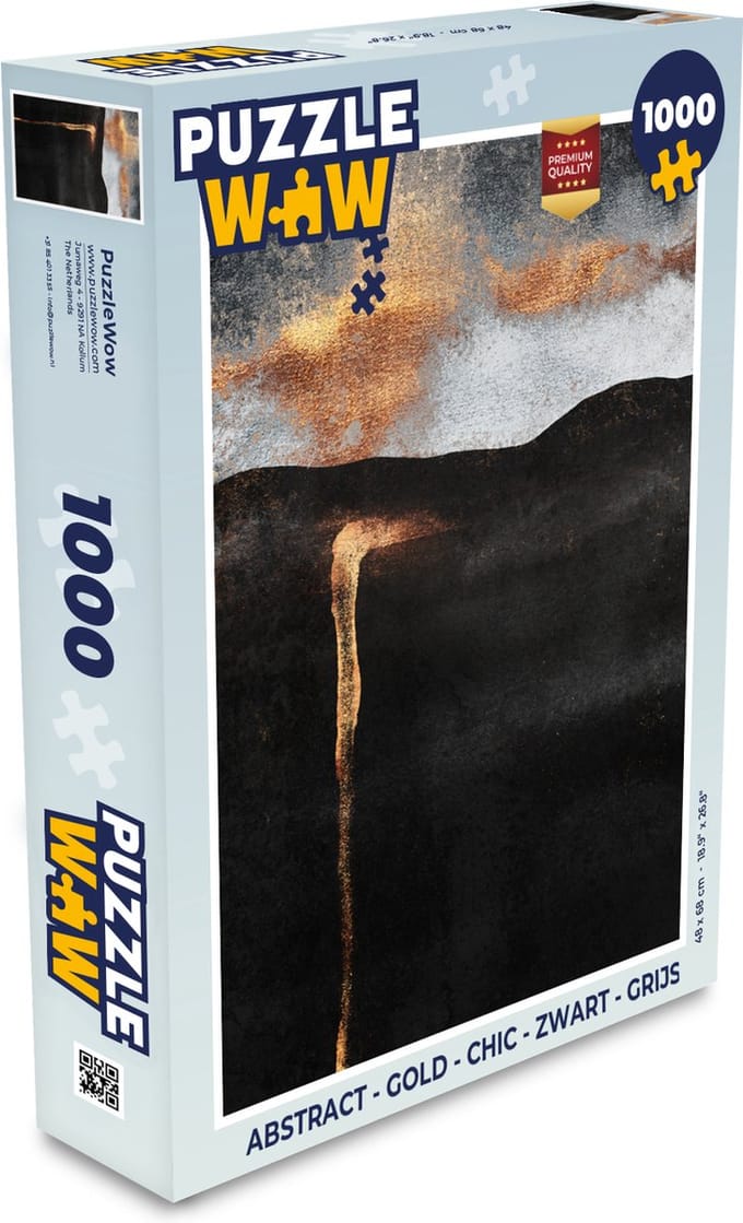 Puzzel Abstract - Gold - Chic - Zwart - Grijs - Legpuzzel - Puzzel 1000 stukjes volwassenen