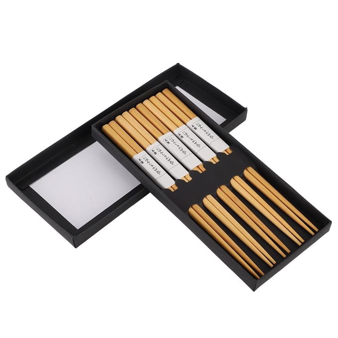 Baguettes réutilisables portables et écologiques pour la maison et le restaurant (5 paires) black