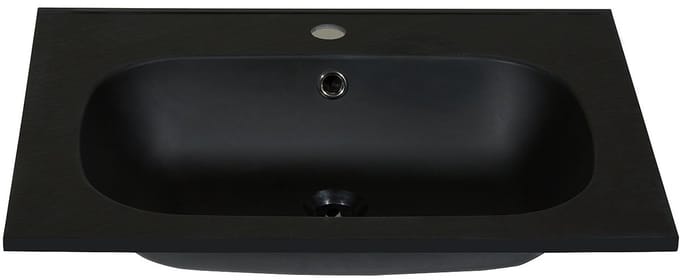 Vente-unique Inbouwwastafel in hars met steenlook - Zwart - L60 x B46 cm - OKIWA