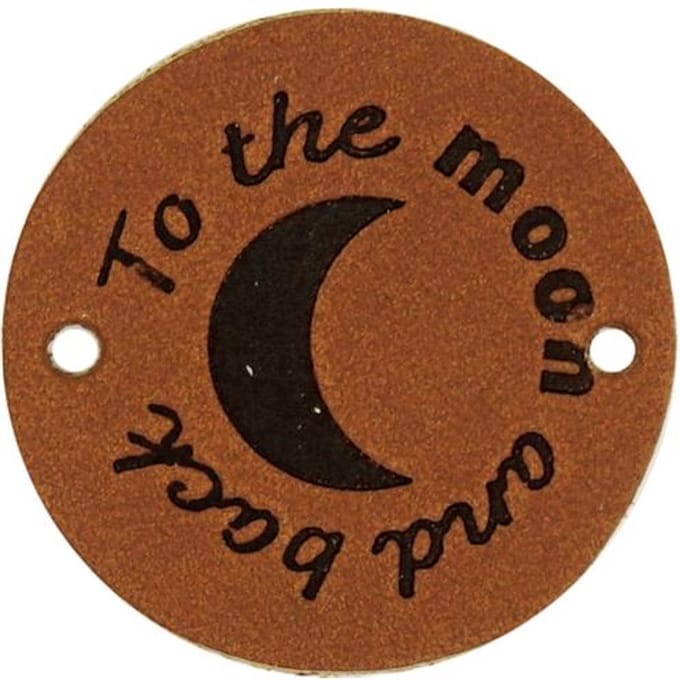 Durable Leren Label – "To the Moon and Back" – 3,5 cm – Set van 2 Stuks