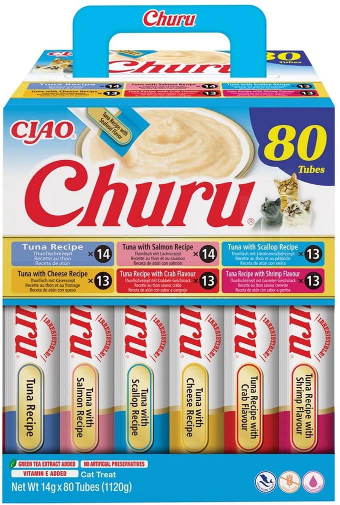 Inaba Ciao Churu Creamy Puree Liquid Kattensnack Tonijn variëteiten 80x14g