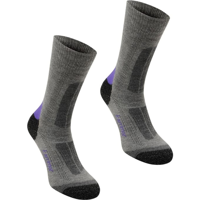 Karrimor Dames Wandelsokken (Set van 2) (Grijs/Paars)