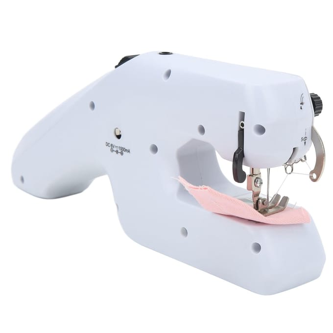 Handnaaimachine Draagbare Elektrische Dubbeldraads Naaimachine met Ergonomische Handgreep Naaien US PLUG white