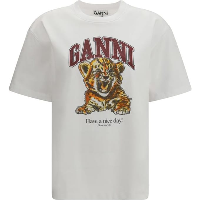Ganni Witte Katoenen T-Shirt