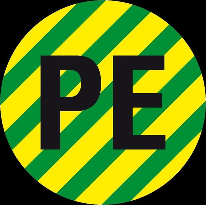 Beschermende PE geleider sticker, vel, groen geel 12,5 mm - 20 per vel