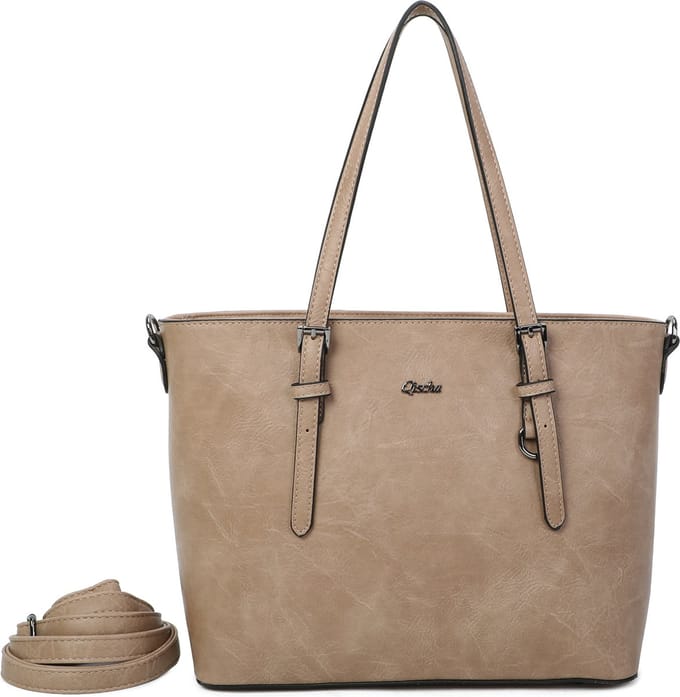 Schoudertas luxe skai  Qischa® beige taupe