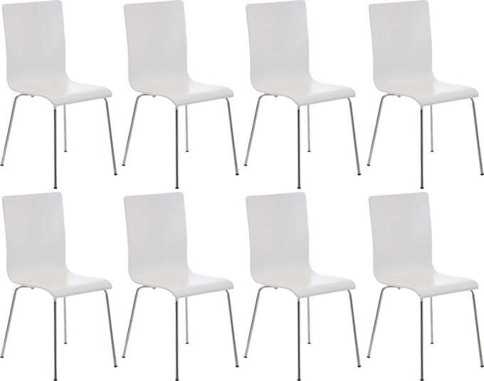 CLP Pepe Set van 8 Wachtkamerstoelen - Houten zitting wit