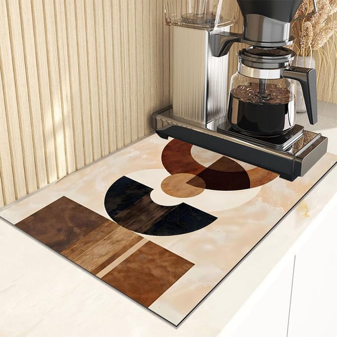 Moderne Abstracte Geometrische Absorberende Afdruipmat Decor Multifunctioneel Keukenblad Eettafel Koffiezetapparaat Pad 40x60cm black