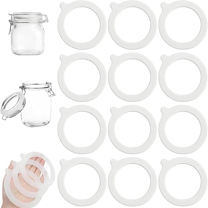 Siliconen afdichtringen set van 12 stuks wit - 95 mm buitendiameter - 70 mm binnendiameter - 3,5 mm dikte