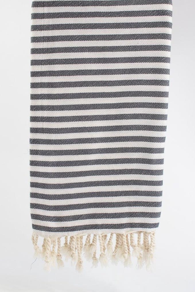 Knidos – Turkse hamamdoek – 100x180 cm – katoen – licht & sneldrogend – donkergrijs