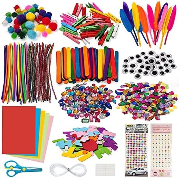 Creatieve Knutselset voor Kinderen - 1300+ Kleurrijke Onderdelen