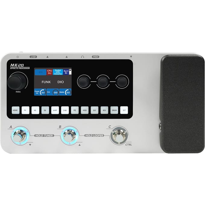 Gitaar Multi-effecten Pedaal Processor 120 AMP Geluiden 320 Effecten 2,4 Inch Scherm Aanpasbaar 3 Voetschakelaars Looper Trommel white