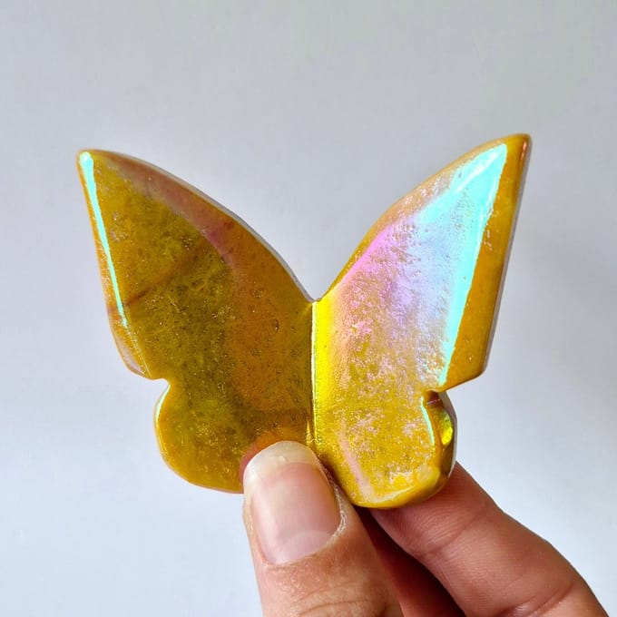 Edelsteen Angel Aura Vlinder 6x5 cm – Gele Jade