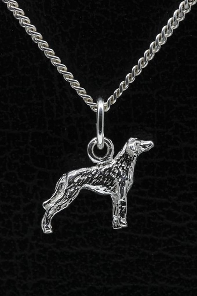 Zilveren Beauceron ketting hanger - oren ongecoupeerd - klein