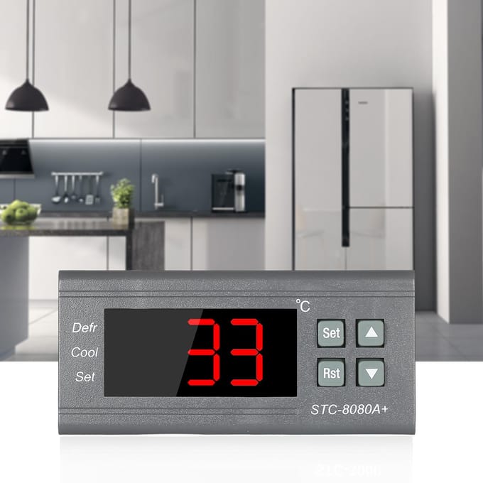 Digitale temperatuurregelaar STC-8080A+ koelkastthermostaat voor automatische koelkast grijs