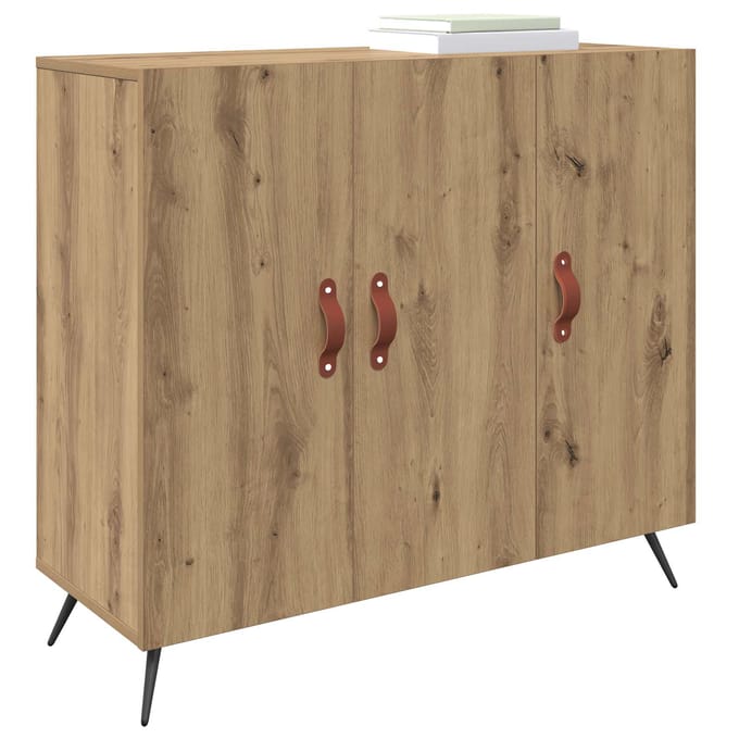 vidaXL - Dressoir - Artisan - Eiken - 89,5 - x - 34 - x - 80 - cm - Bewerkt - hout