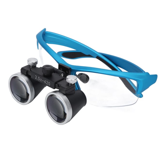 Verlichte Hoofdvergrootbril Matblauw 2.5X Vergrootglas voor Tandheelkunde 100‑240V US Plug
