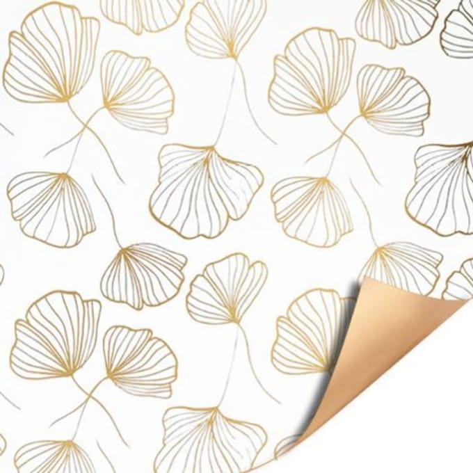 Cadeaupapier 30x200 cm - Celebrate Nature - Wit-Goud - 2 stuks