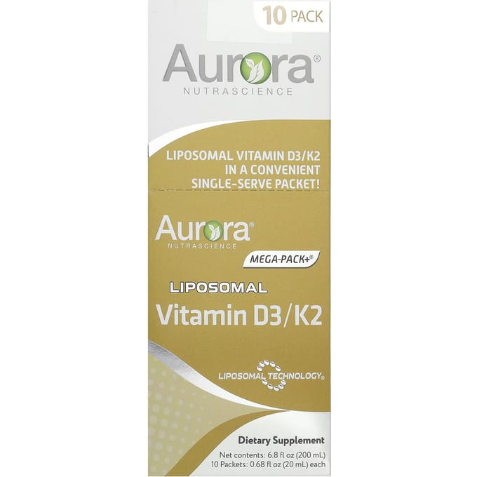 Liposomale Vitamine D3/K2, 10 Zakjes, 20 ml (0,68 fl oz) Elk
