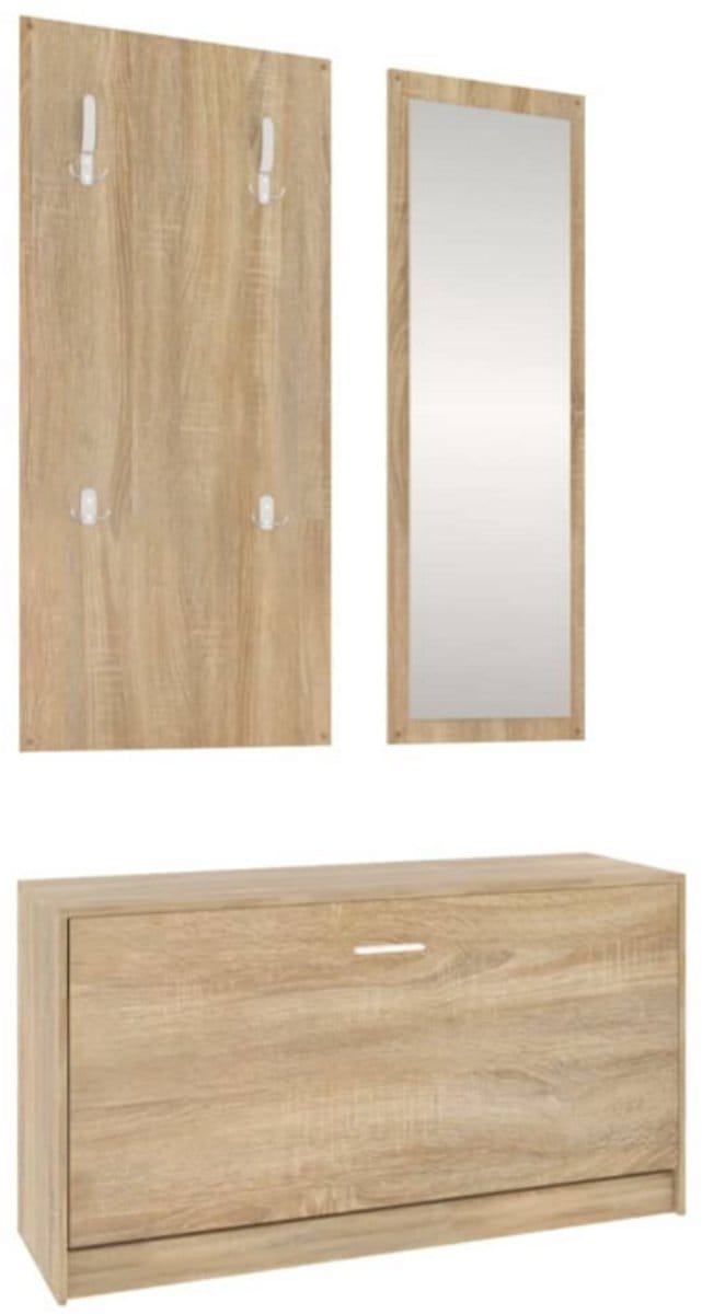 3-in-1 schoenenkastset Sonoma eiken bewerkt hout