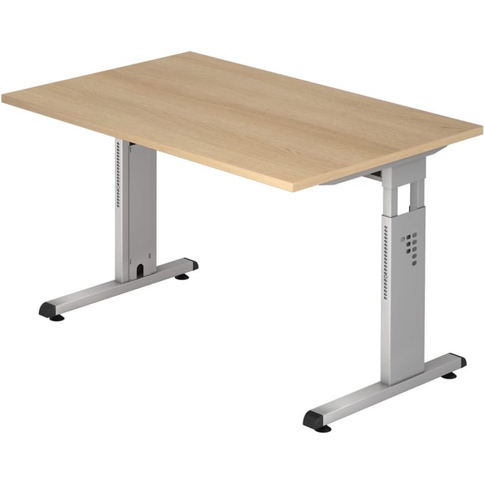 MEGA 12 S | Bureau - 120x80 Eiken/Zilver Tafelhoogte I In hoogte verstelbaar
