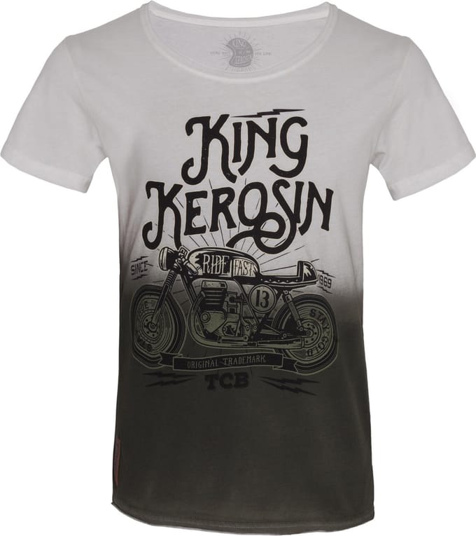 King Kerosin T-shirt TCB Dip Dye Witite Olijfgroen