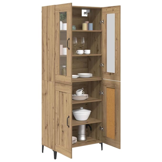 vidaXL - Highboard - Artisan - Eiken - 69,5 - x - 34 - x - 180 - cm - Bewerkt - hout