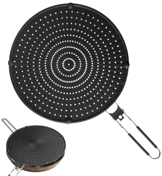 Spatbescherming voor Pannen 32 cm met Inklapbare Handgreep - Zwart