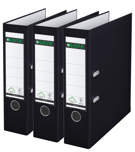 Leitz 180° Ordner PP A4 - Rugbreedte van 80mm - Voordeelverpakking (3 stuks) - Zwart