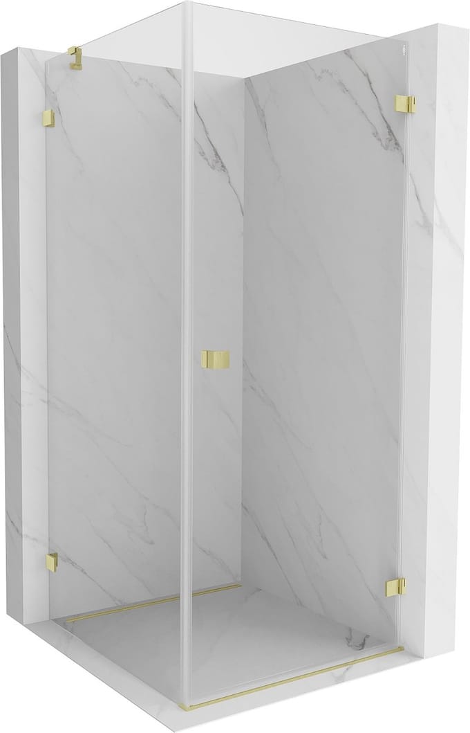 Mexen Lunar-B douchecabine scharnierend rechts 80 x 80 , transparant, geborsteld goud - 832-080-080-55-00-P