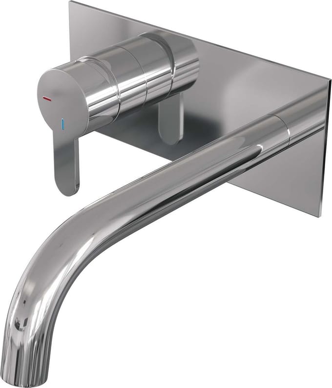 Brauer Chrome Edition inbouw wastafelmengkraan met gebogen uitloop en afdekplaat model D2 chroom