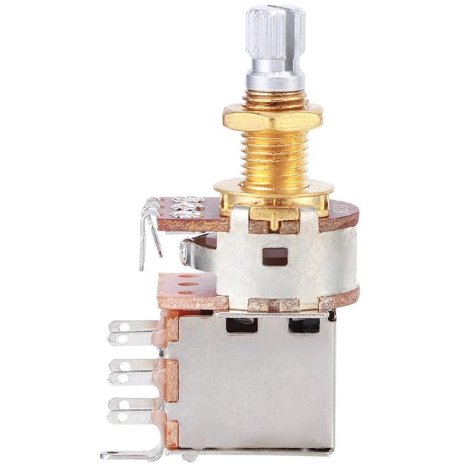 Potentiomètre de Contrôle de Guitare Pot de Tonalité Guitare Électrique Basse Push Pull Longueur d'Axe 18mm a500k or